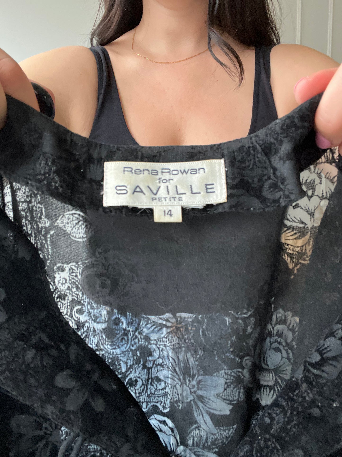 Sheer Velvet Floral Button Up - Size XL