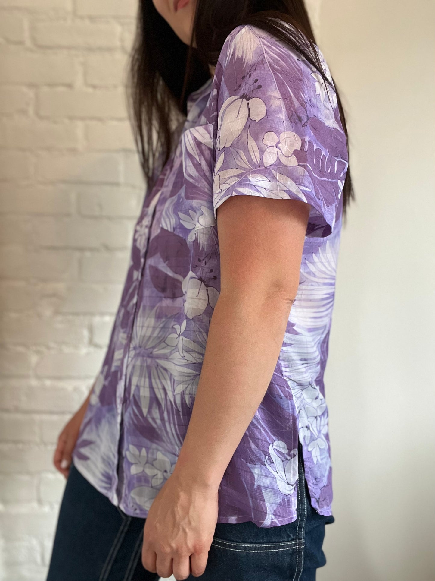 Lavender Floral Shirt - Size L