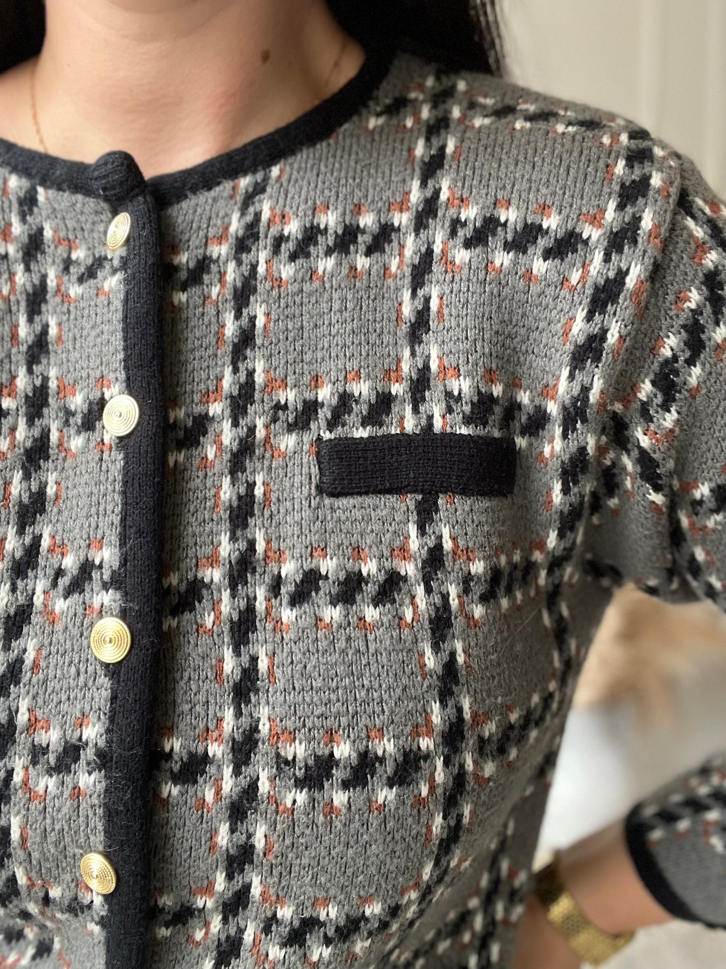 Plaid Vintage Knit Sweater - Size M