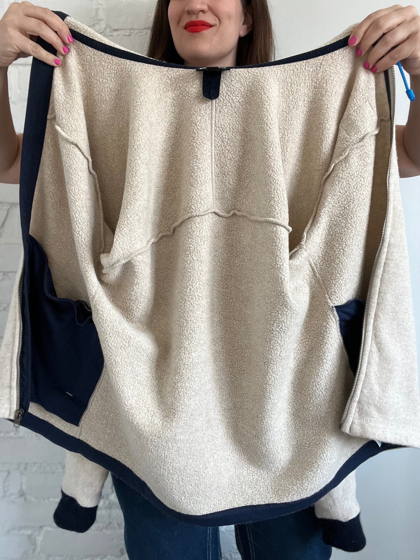 Wool Blend Beige Patagonia Fleece Zip - M