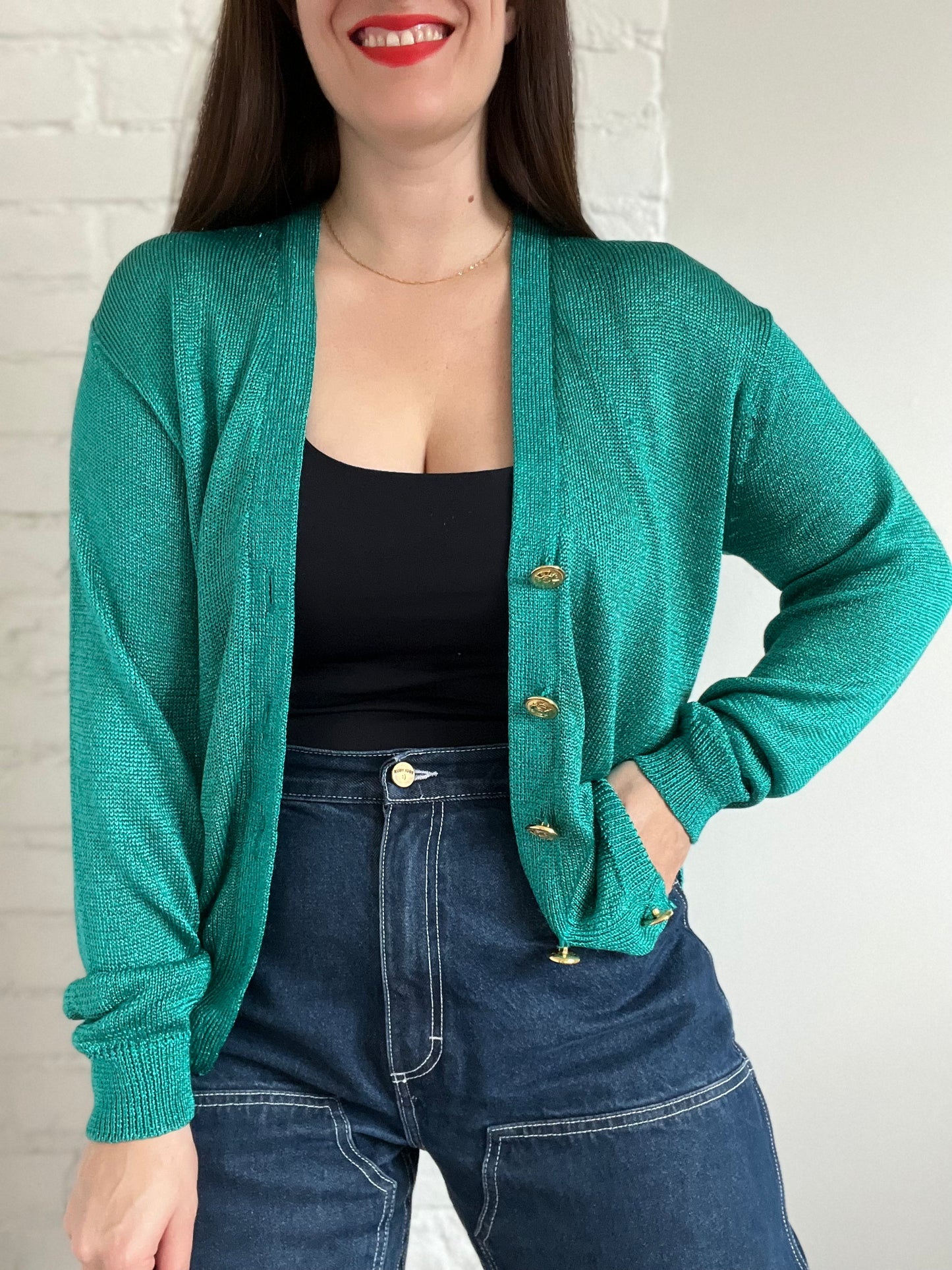 Shimmery Emerald Green Cardigan - M/L