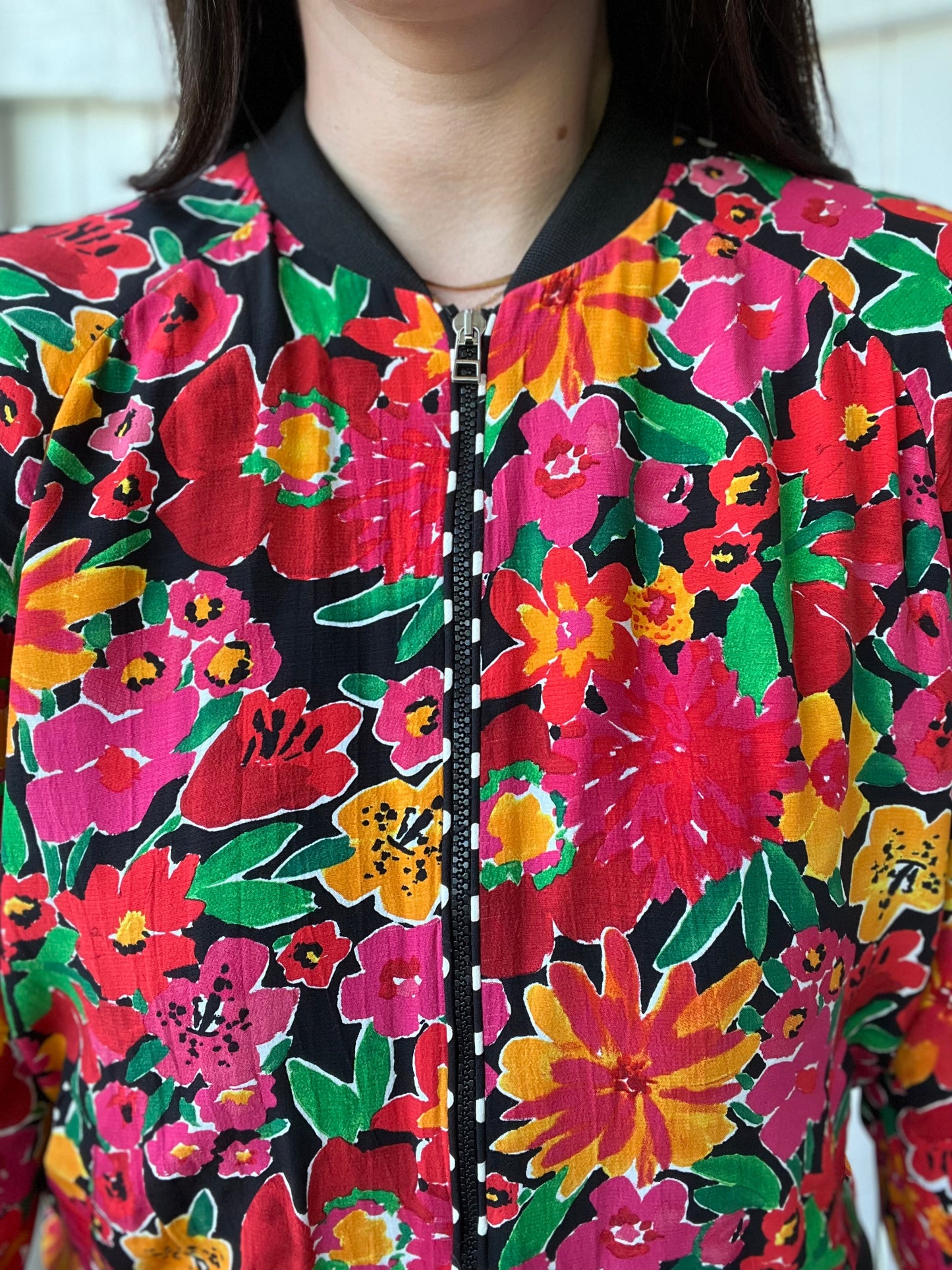 Floral Dotted Spring Bomber - Size L