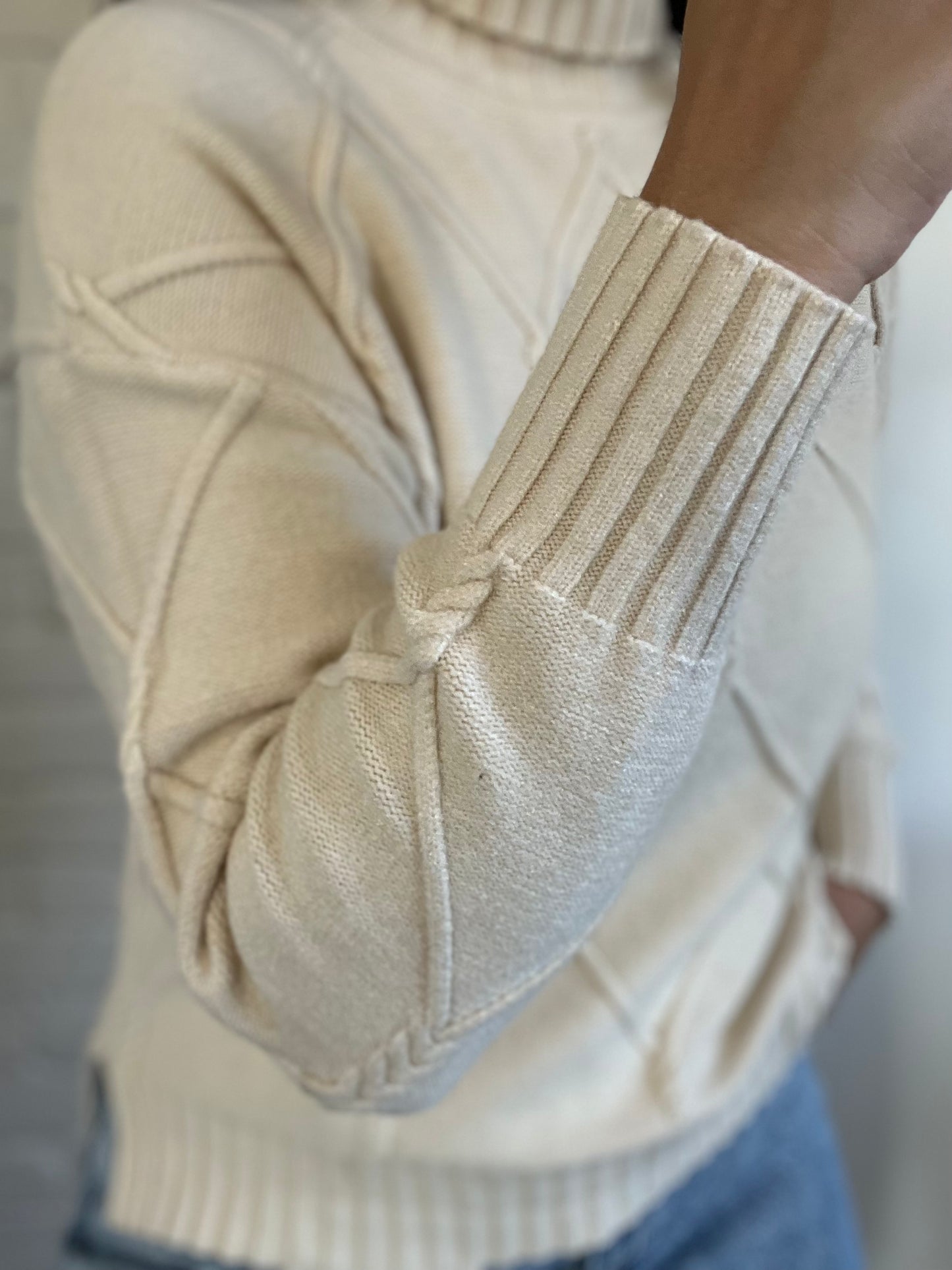 Textured Stretch Turtleneck Sweater - Size S-L