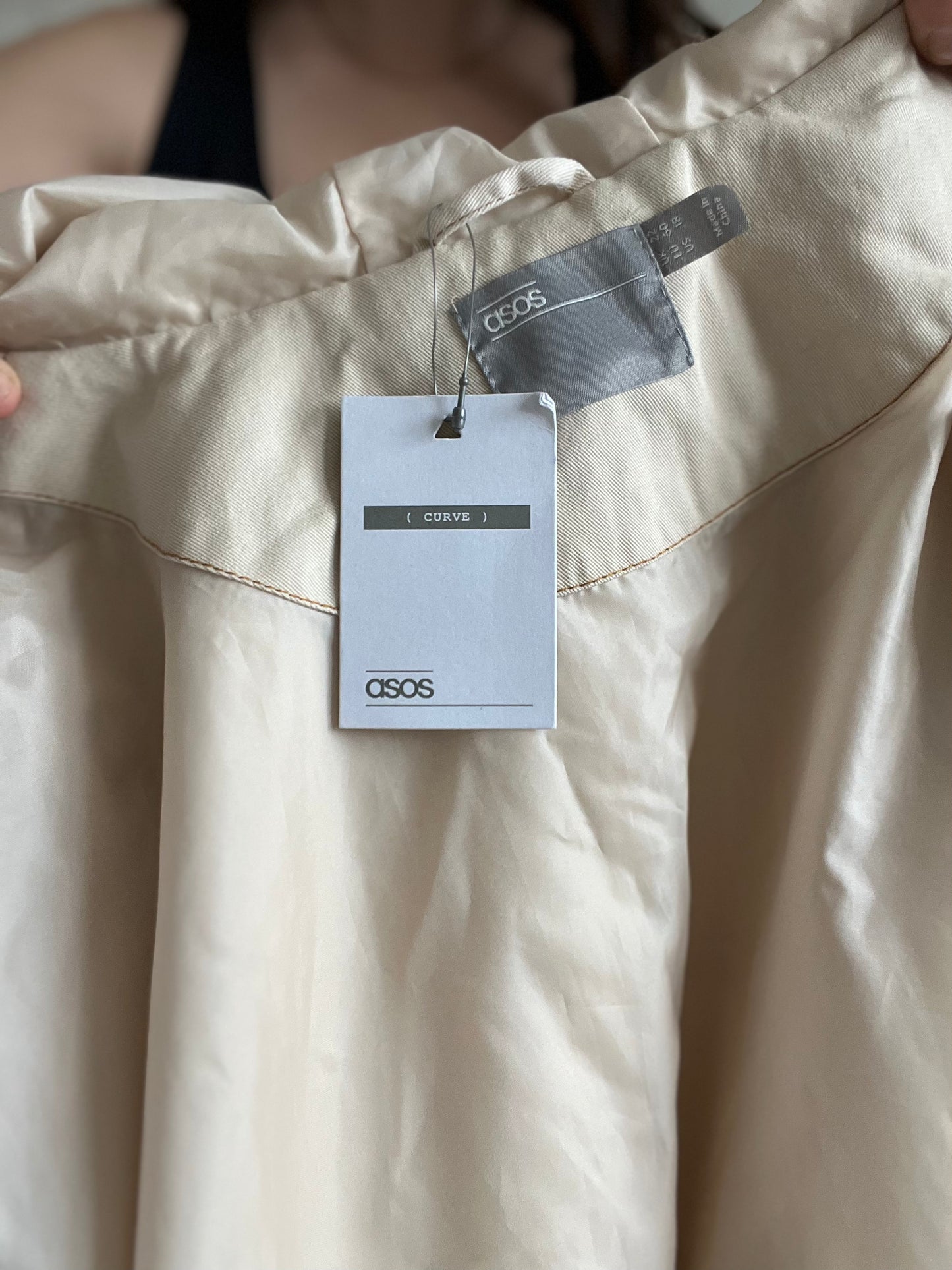 ASOS Curve Cream Denim Trench Coat - Size 18