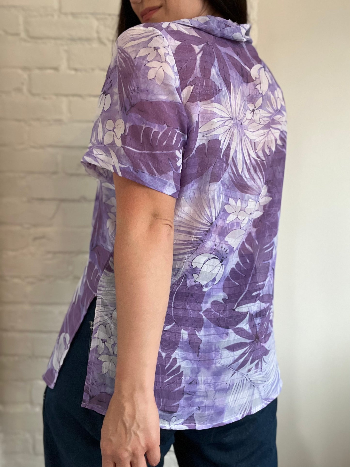Lavender Floral Shirt - Size L