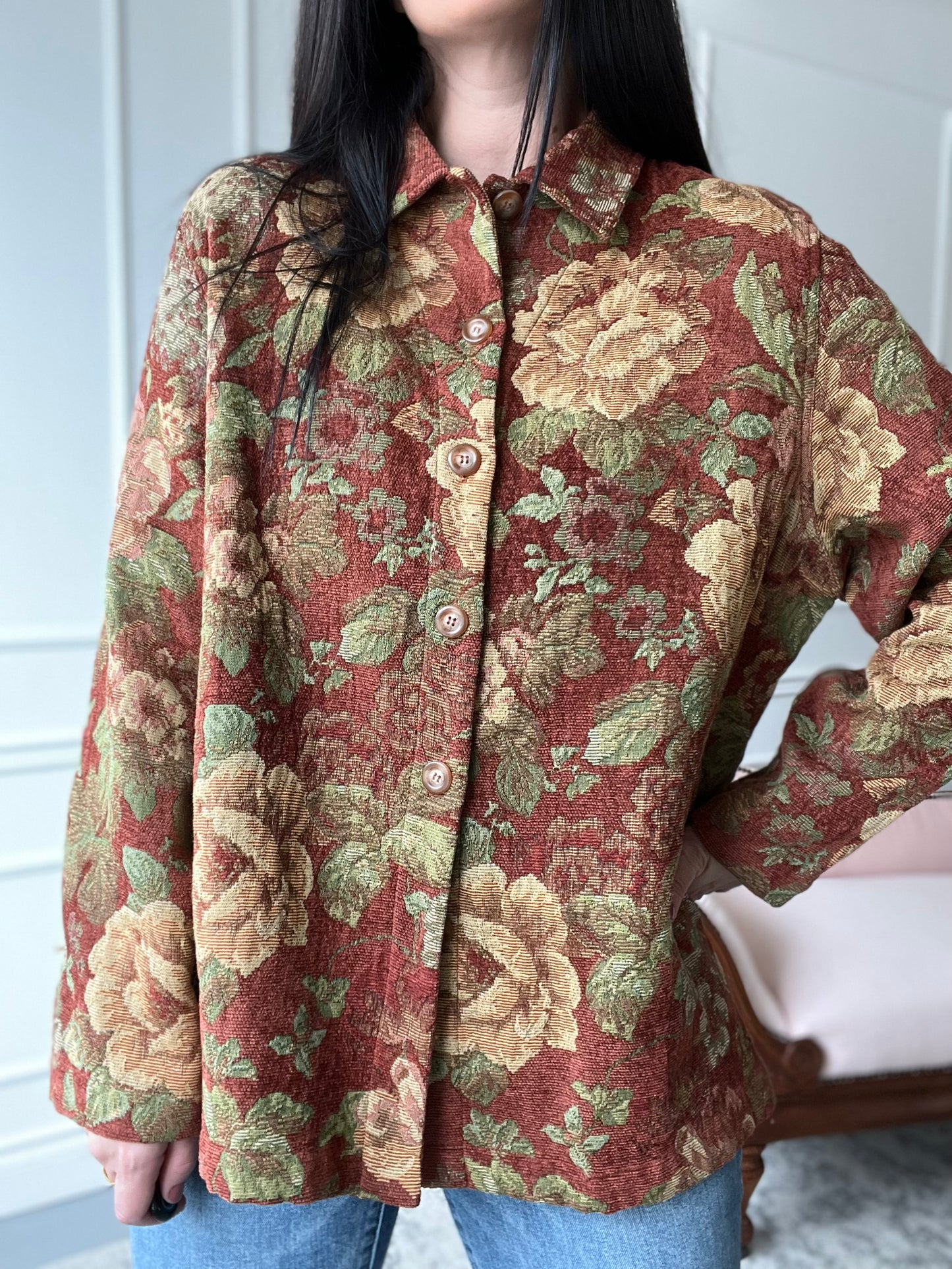 Big Rose Cotton Texture Jacket - XL