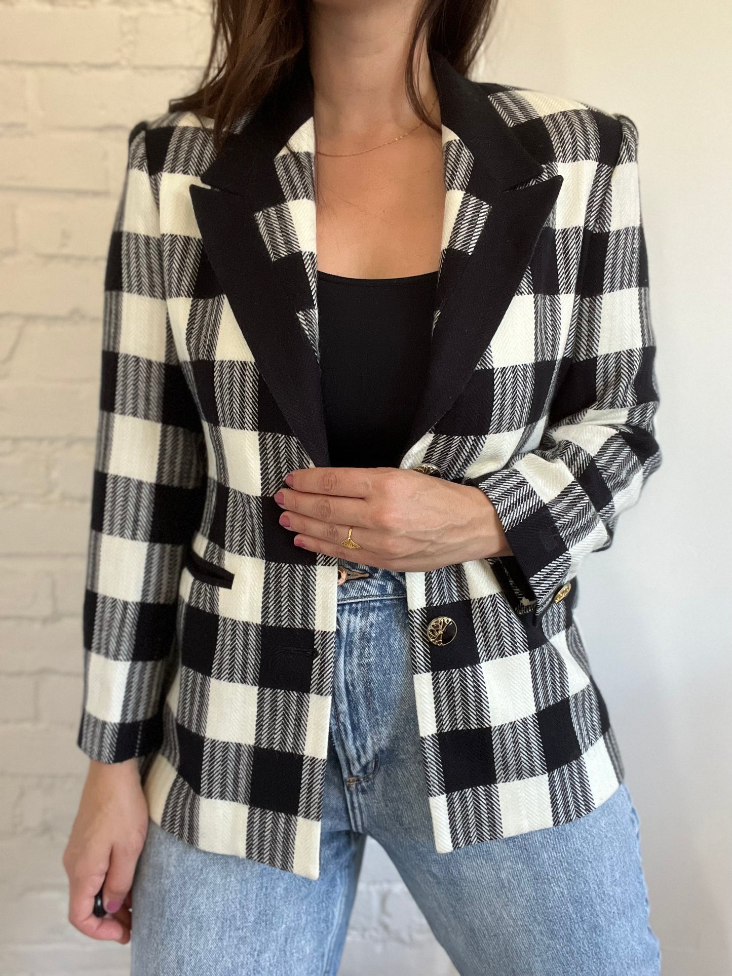 B&W Check Vintage Blazer - Size M