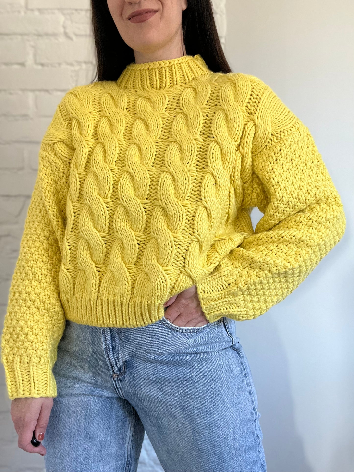Sunshine Yellow Chunky Sweater - Size L