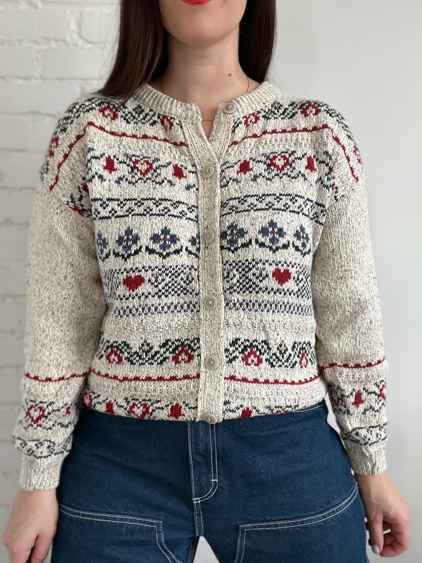 Oatmeal Vintage Love Cardigan - M