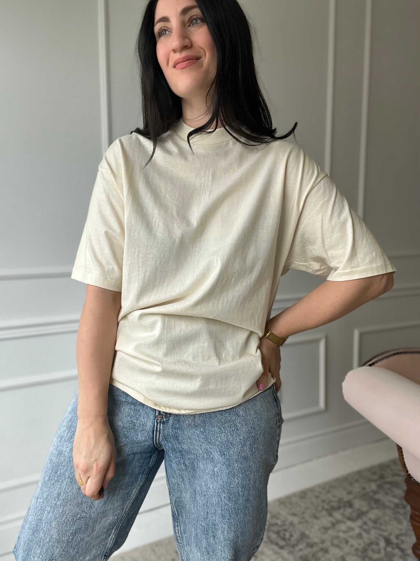 Vintage Beefy-T Hanes Oatmeal T-Shirt  - Size Mens XL