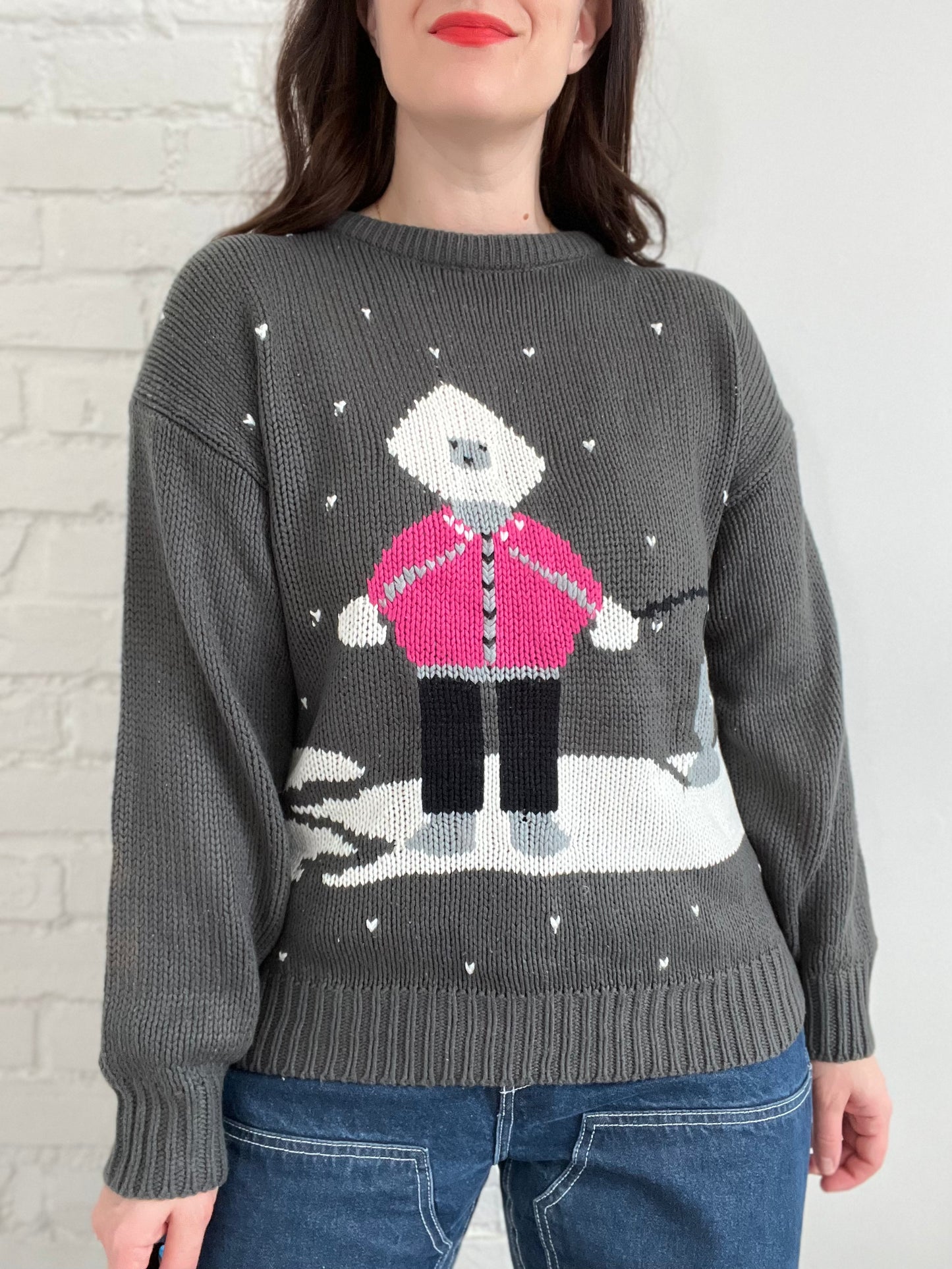 Vintage Ice Fishing Knit Sweater - L