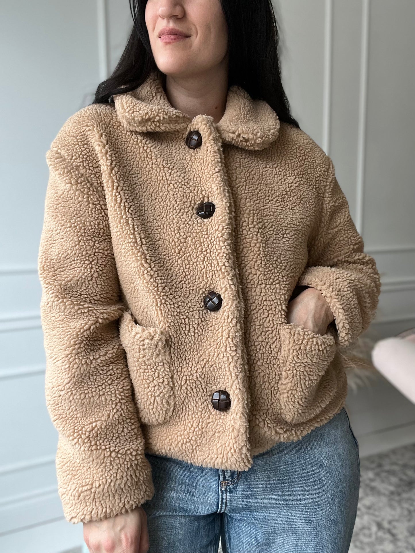 Neutral Teddy Vintage Jacket - Size S