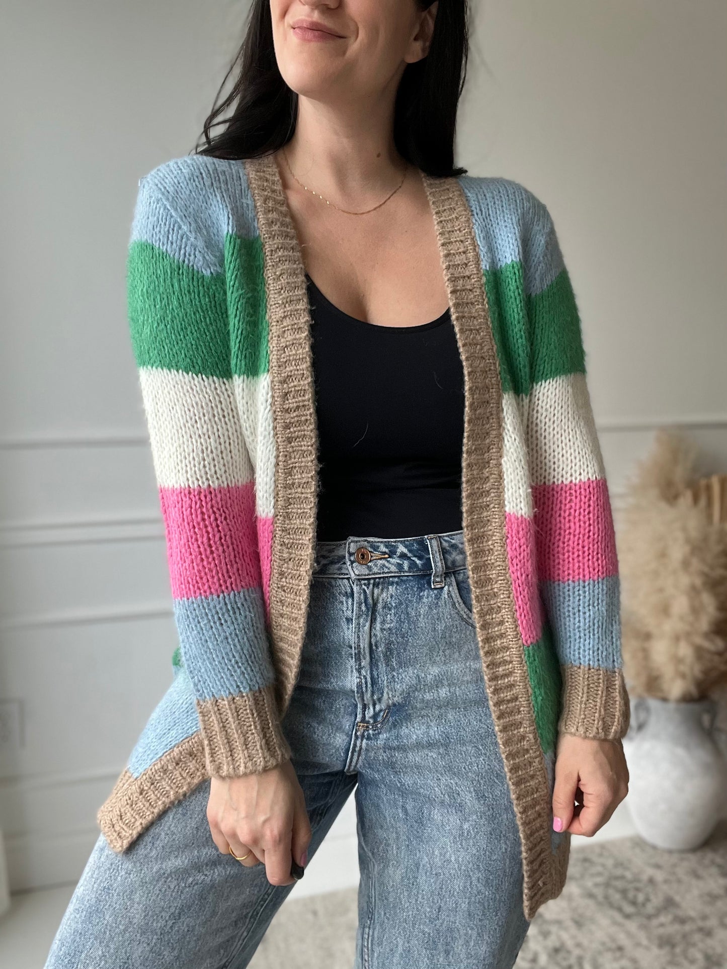 Chunky Striped Cardigan - Size S