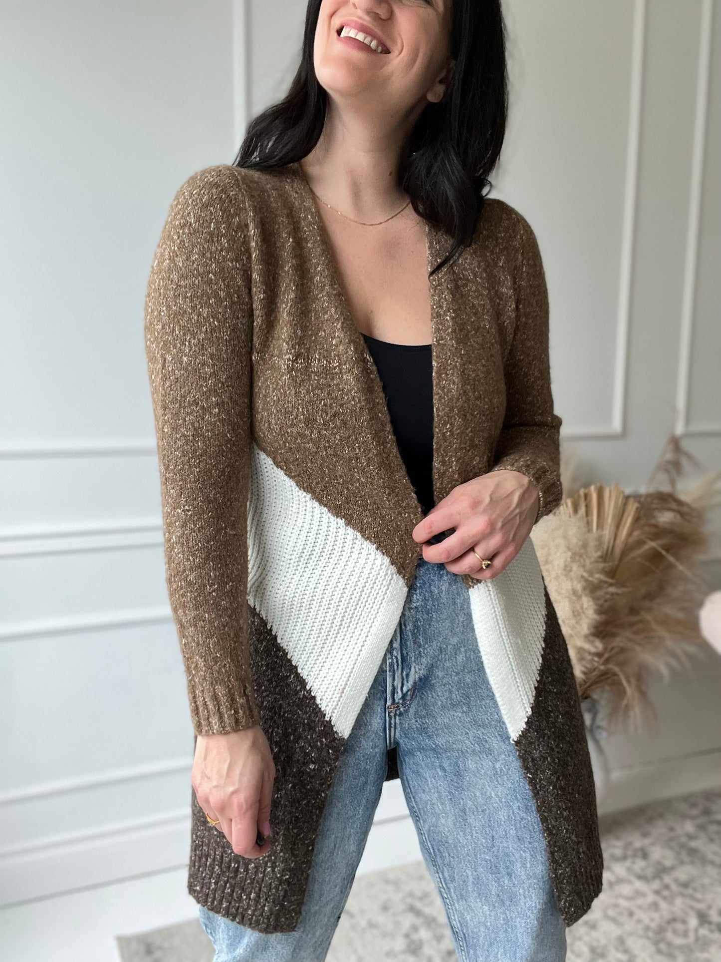 Tiered Neutral Cardigan Duster - Size M