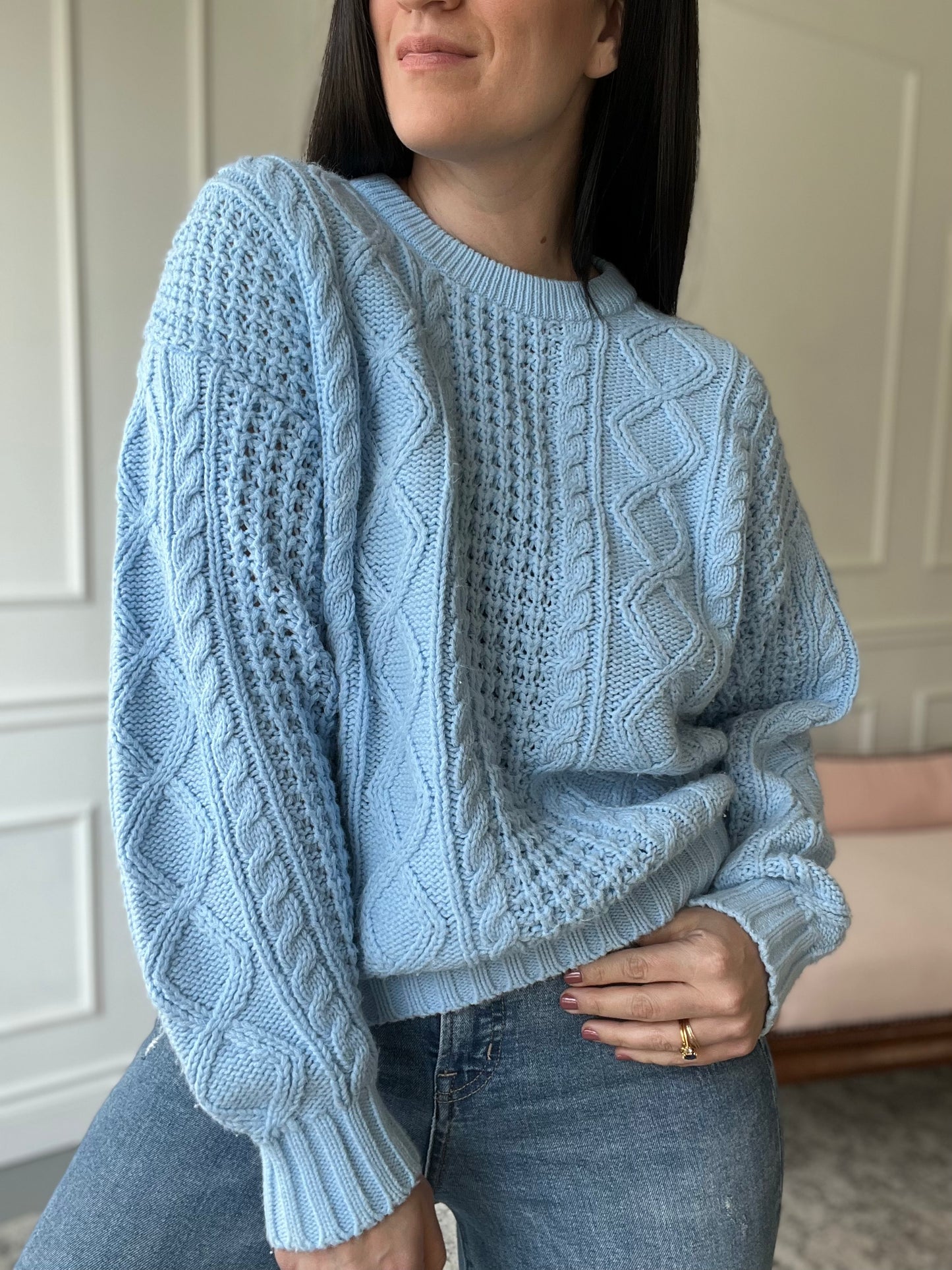 Baby Blue Knit Sweater - L