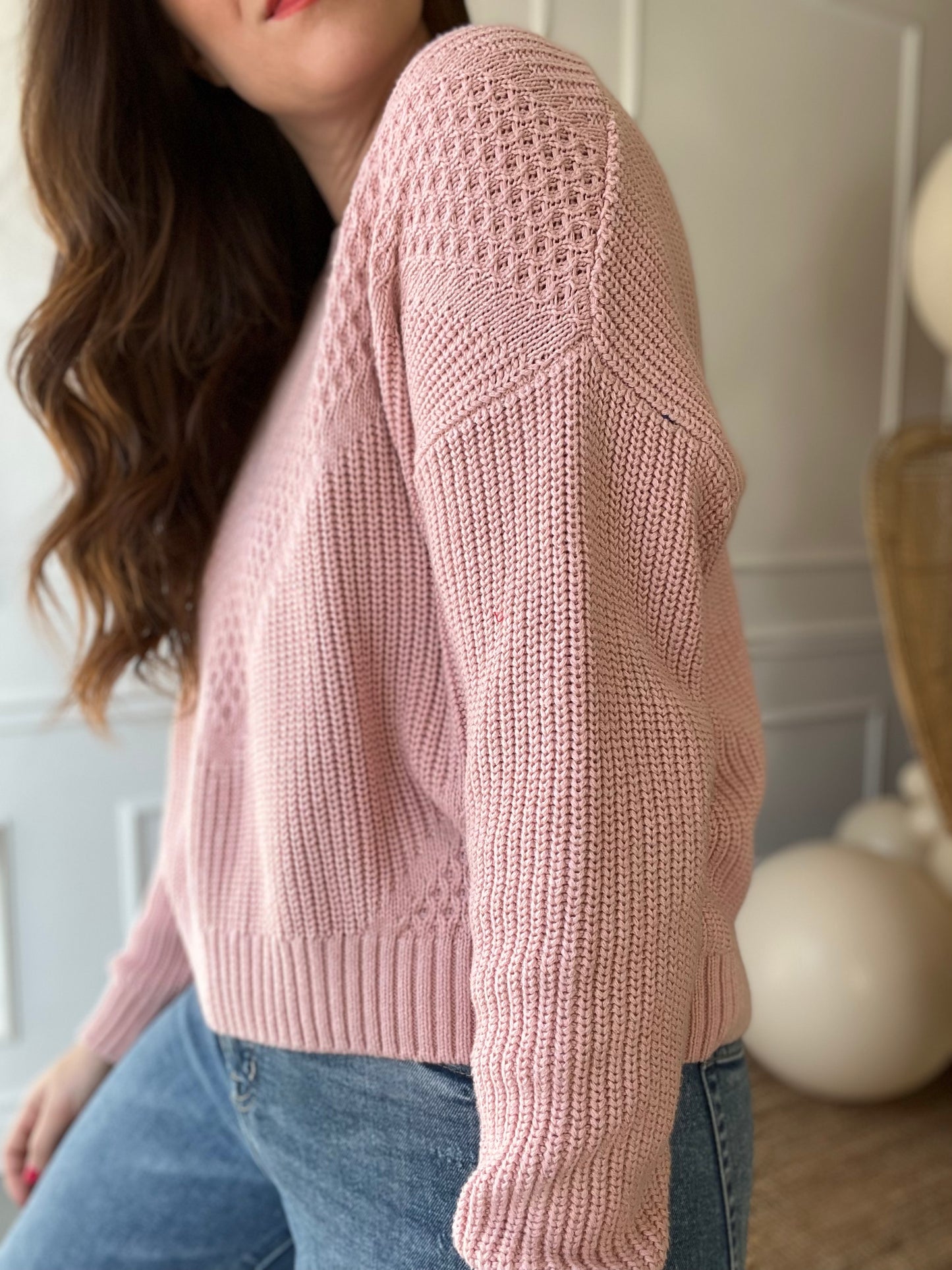 Blush Pink Knit Sweater - L