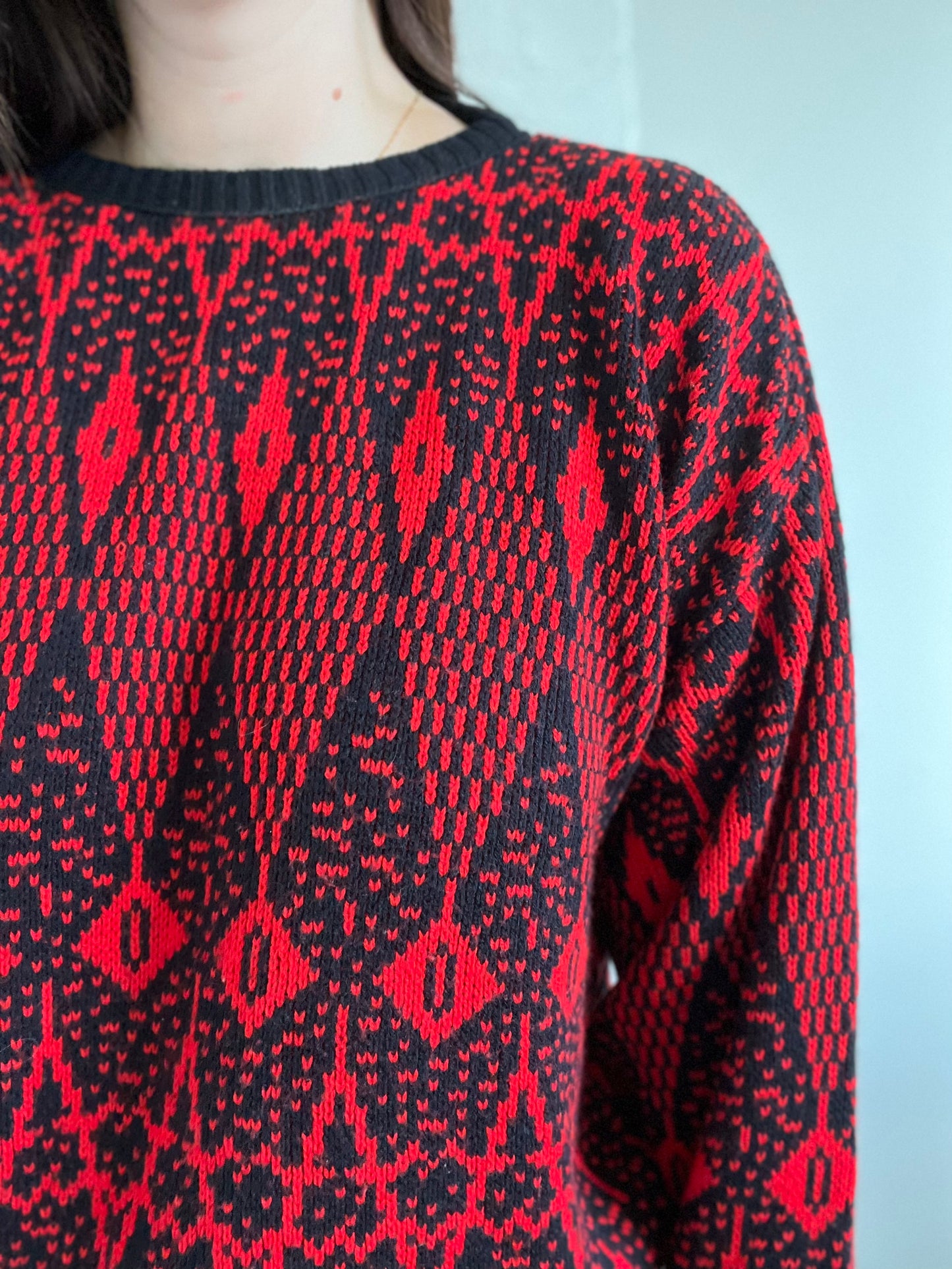 Black & Red Abstract Sweater - Size L/XL