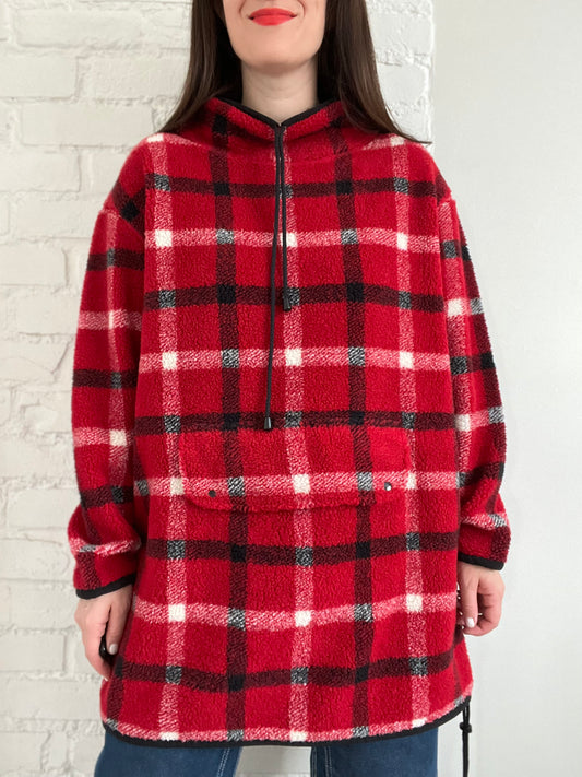 Scarlet Red Plaid Fleece - 1X
