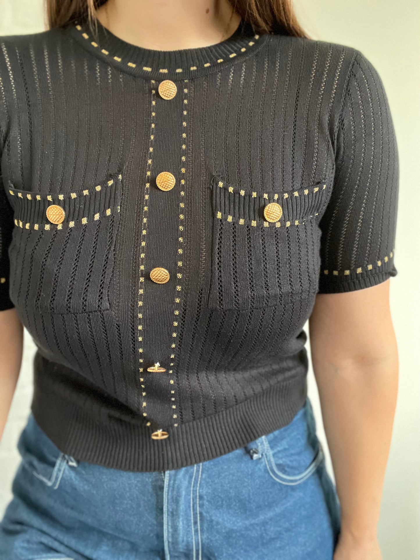 Chic Black & Gold Top - XS/S