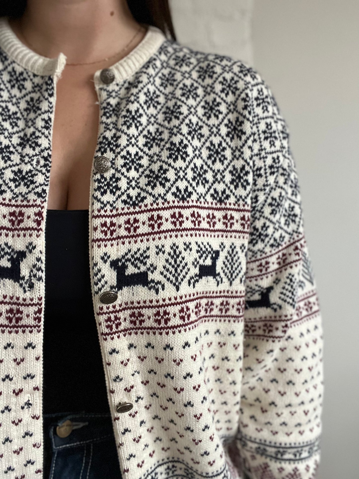 Vintage Christmas Classic Cardigan - L