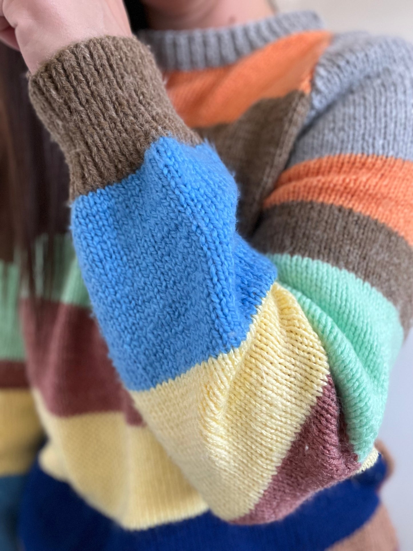 Varsity Striped Chunky Sweater - Size XL