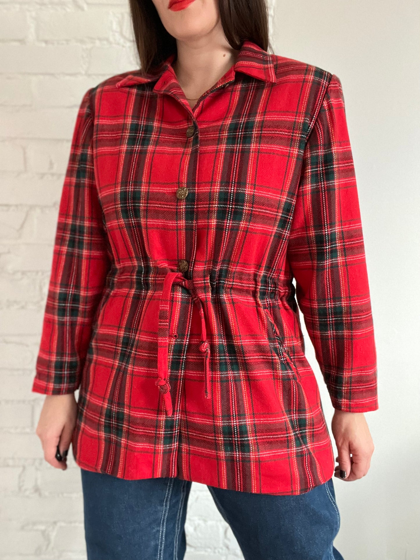 Vintage Festive Plaid Jacket - L
