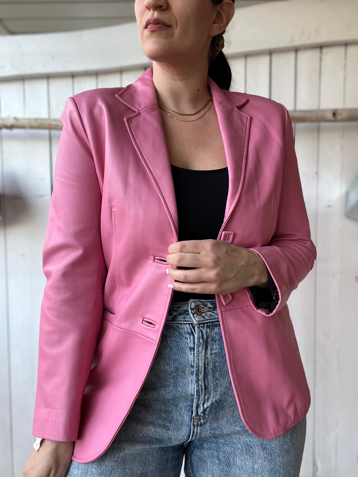 Bubblegum Leather Jacket  - Size M