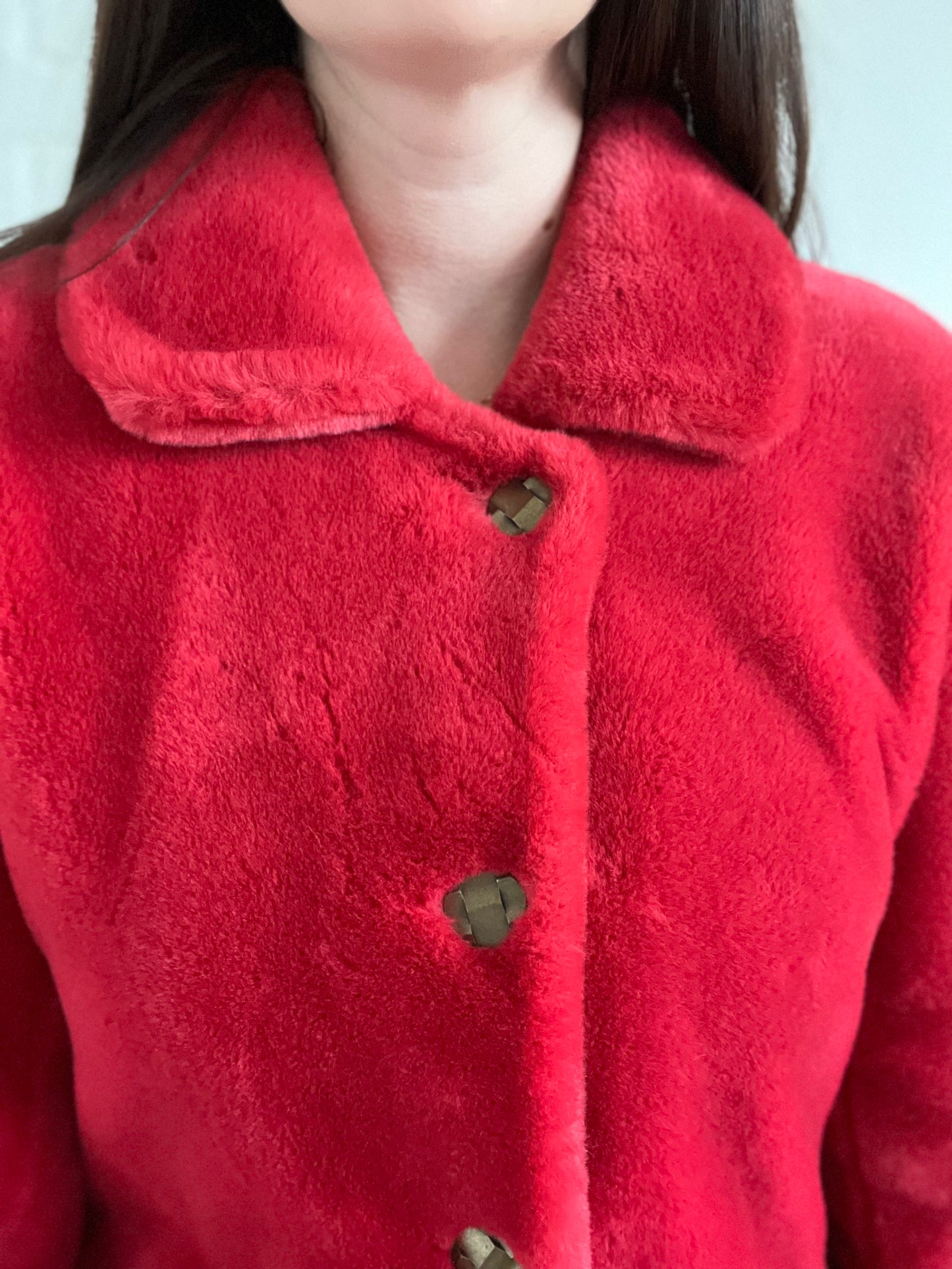 Faux Fur Cherry Red Jacket - M/L