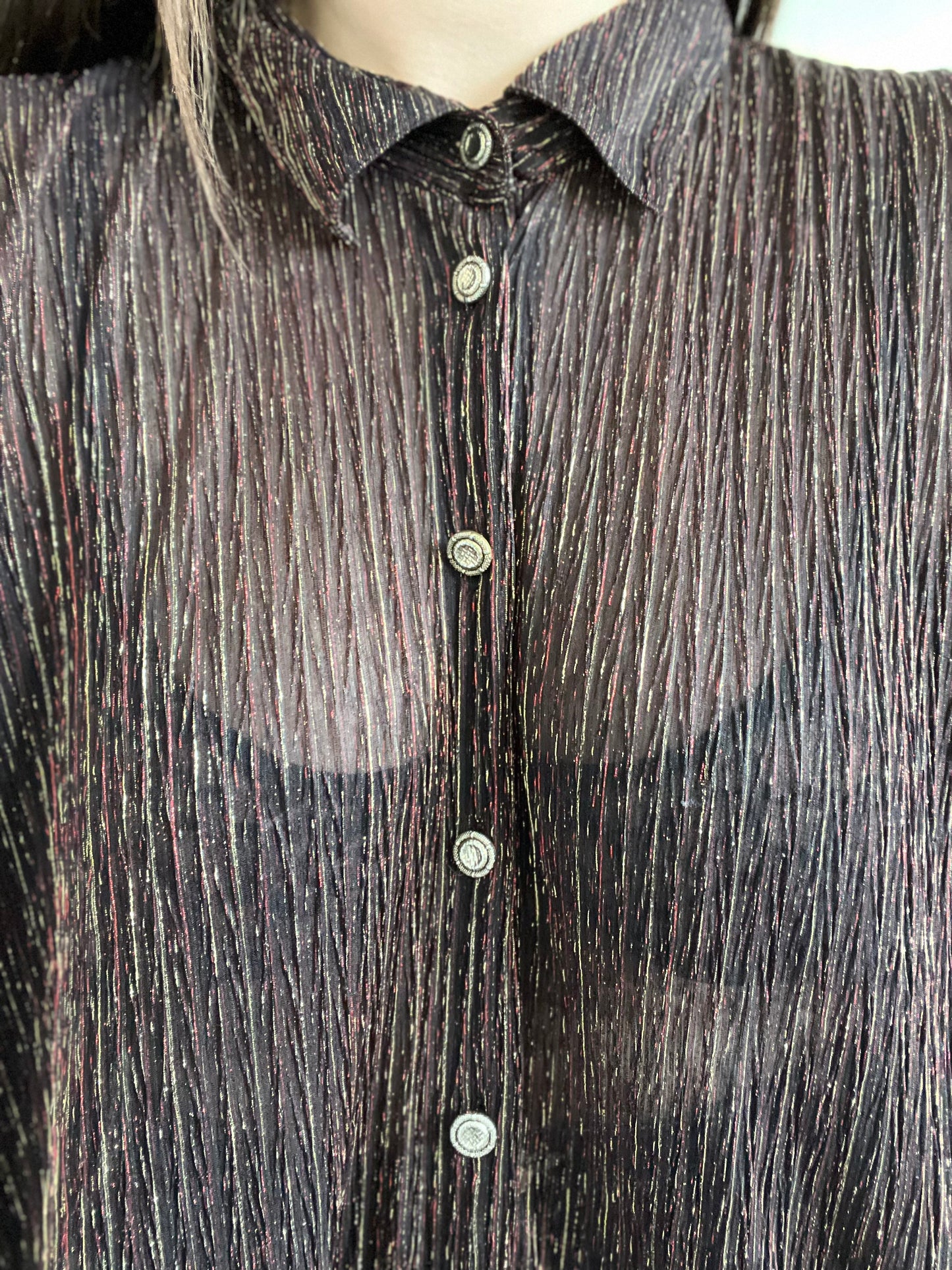 Metallic Relaxed Dress Shirt - Size 22