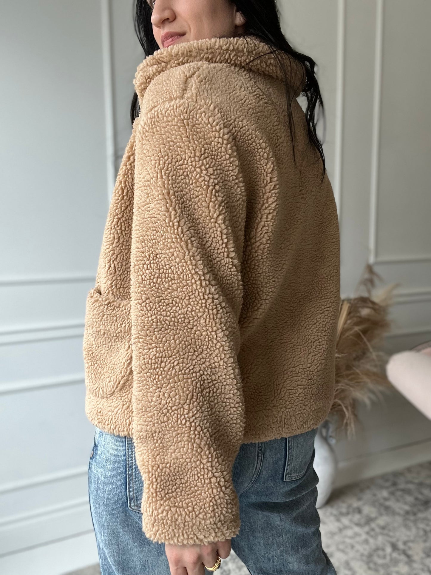 Neutral Teddy Vintage Jacket - Size S