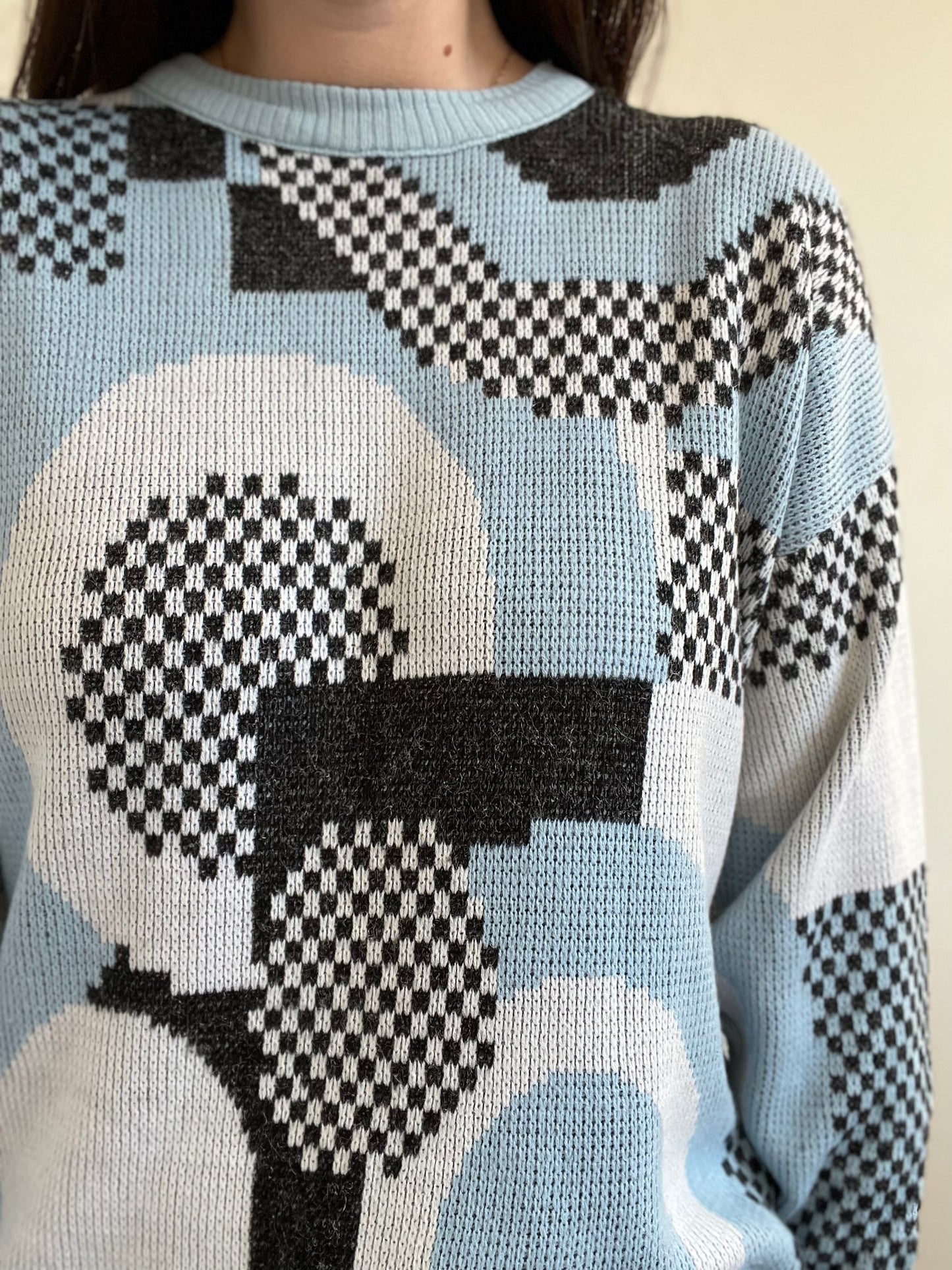 Powder Blue Geometrical Knit - L