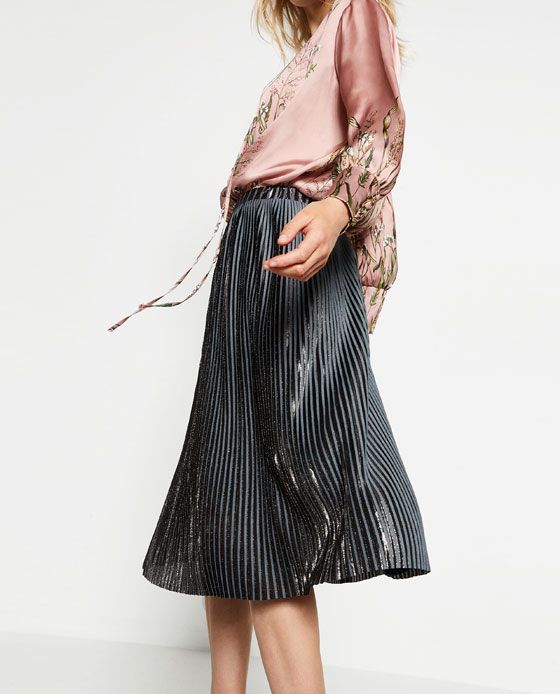 Metallic Pleated Skirt - S