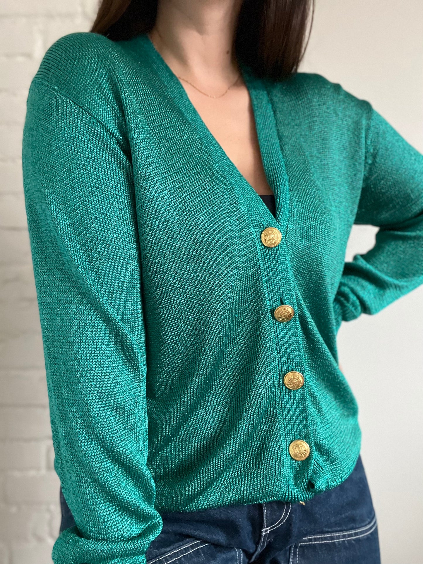 Shimmery Emerald Green Cardigan - M/L