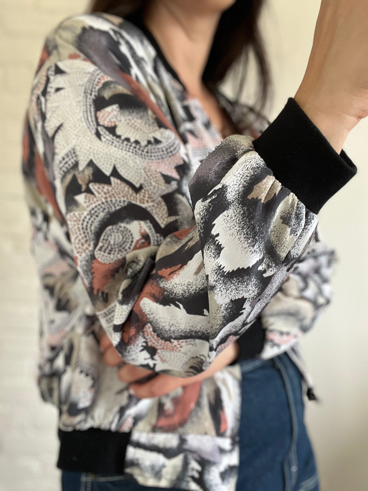 Multi-Colour Silky Bomber Jacket - Size M