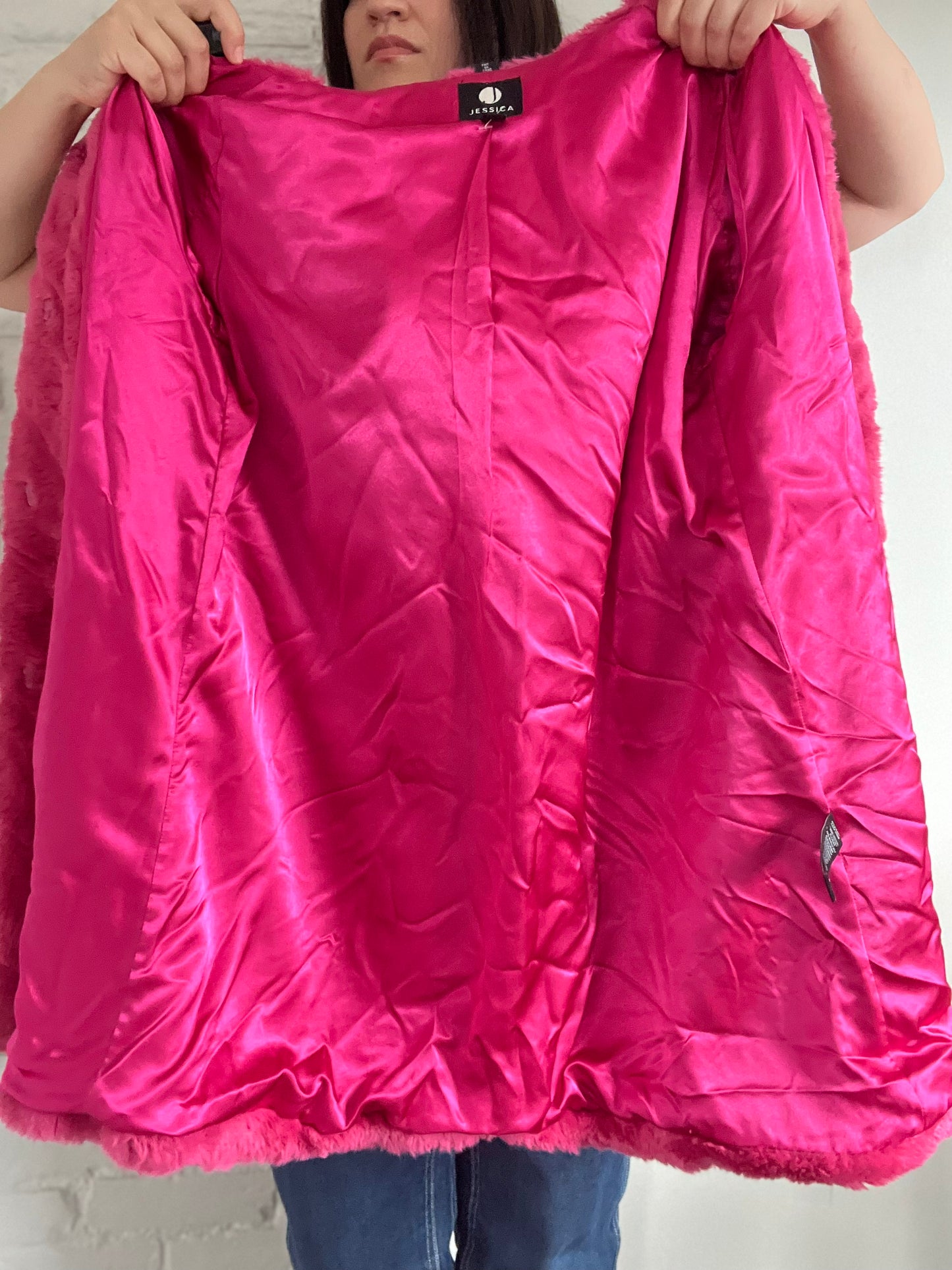Hot Pink Faux Fur Jacket - Size L
