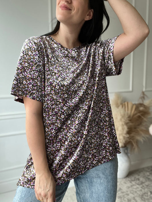 Mini Floral Velvet Tshirt - XXL