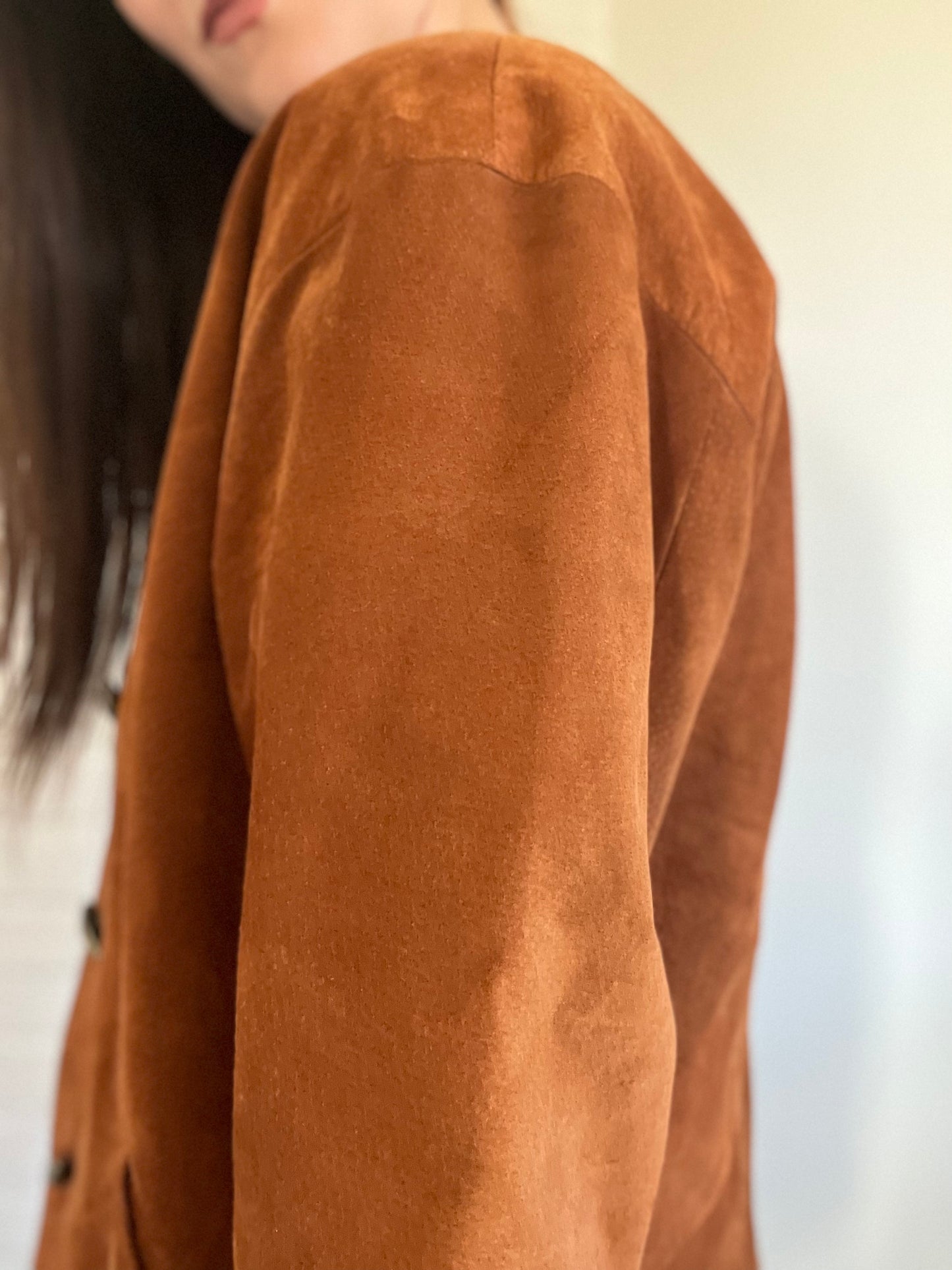 Vintage Brown Suede Jacket - Size S (Oversized)