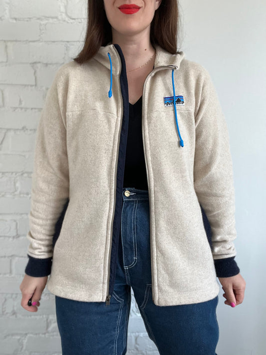 Wool Blend Beige Patagonia Fleece Zip - M