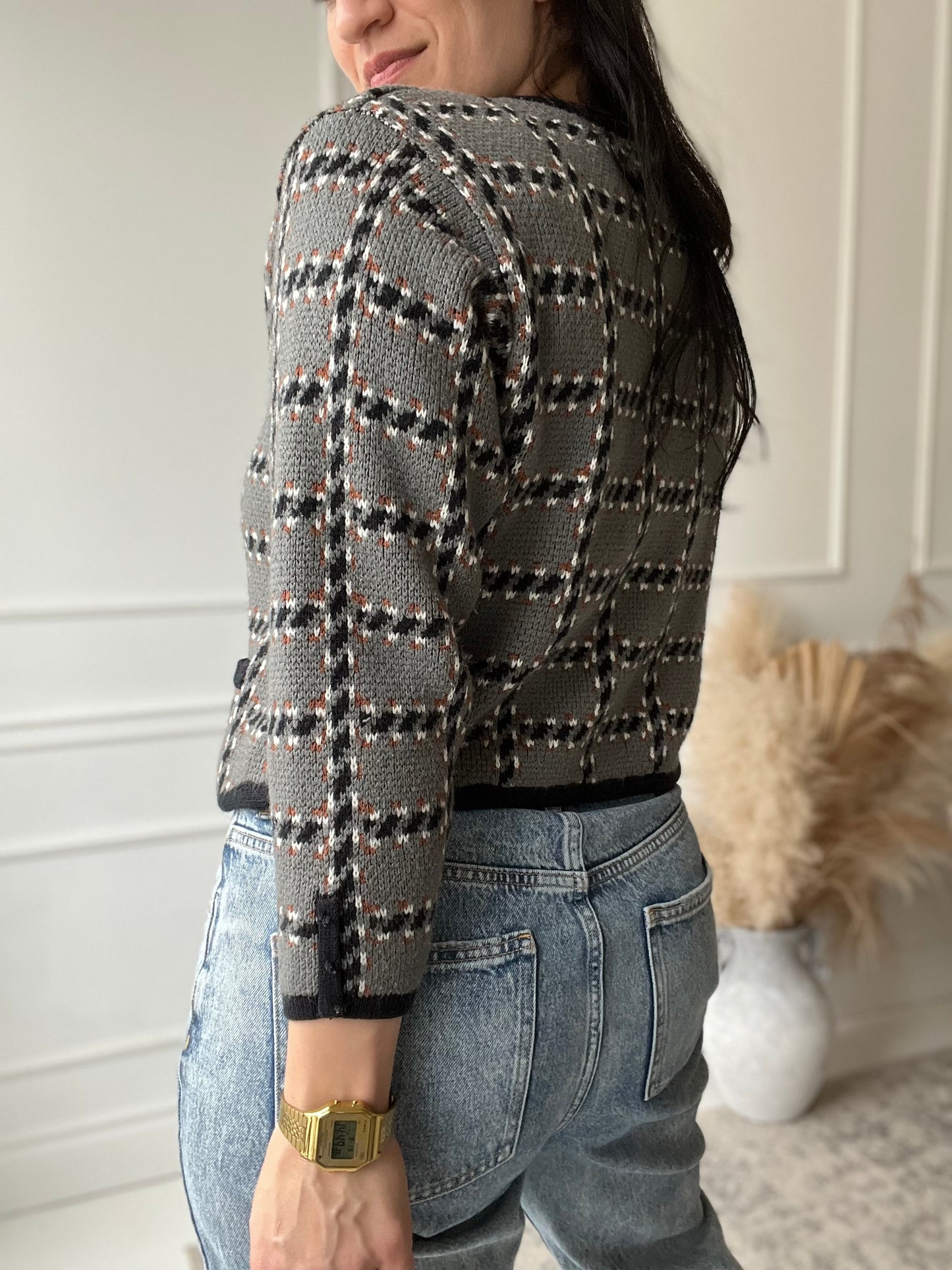 Plaid Vintage Knit Sweater - Size M