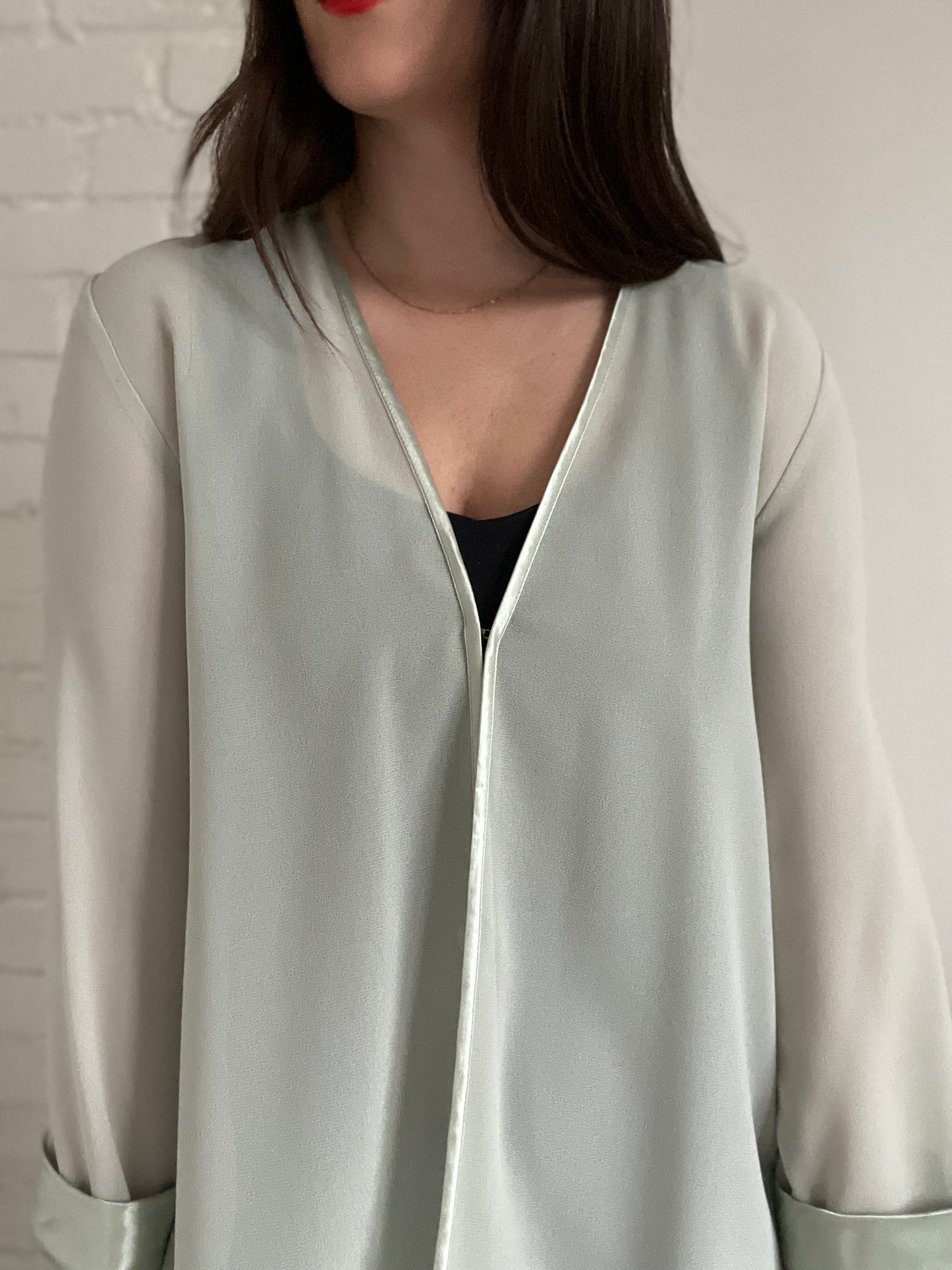 Sage Green Sheer Cardigan - L