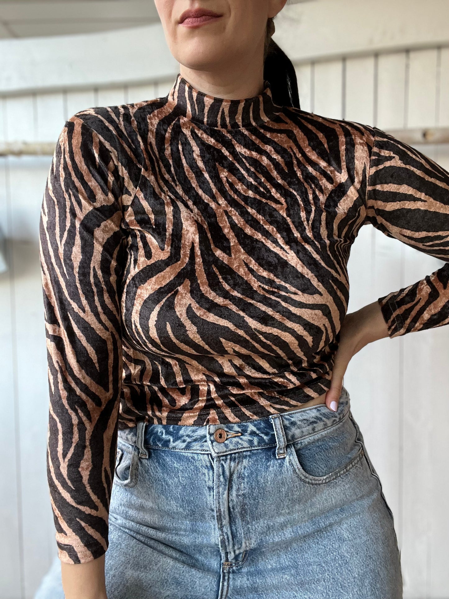 Velvet Zebra Crop Top - Size S