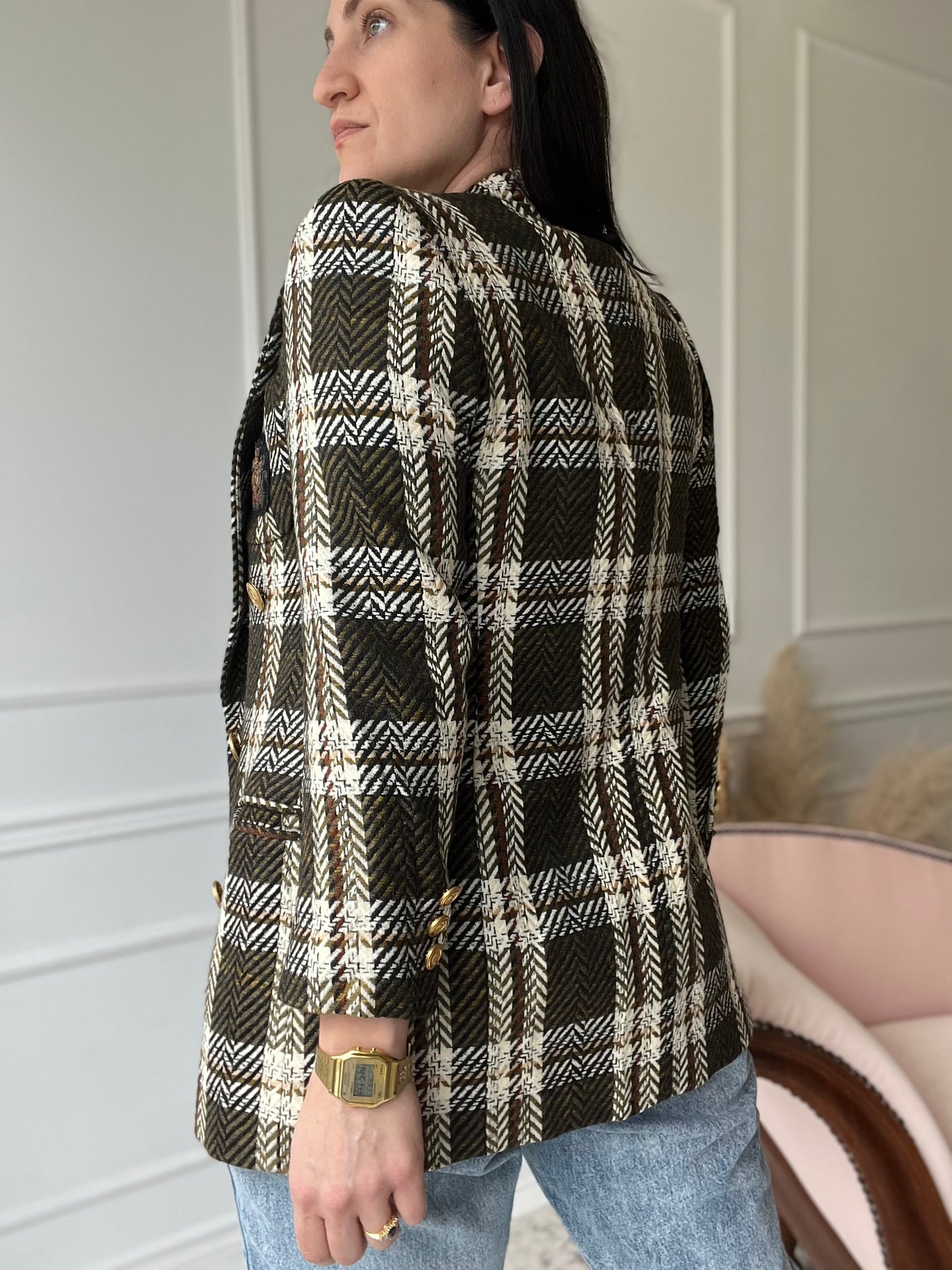 Vintage St. Sophia Paris Tweed Crest Blazer - Size M