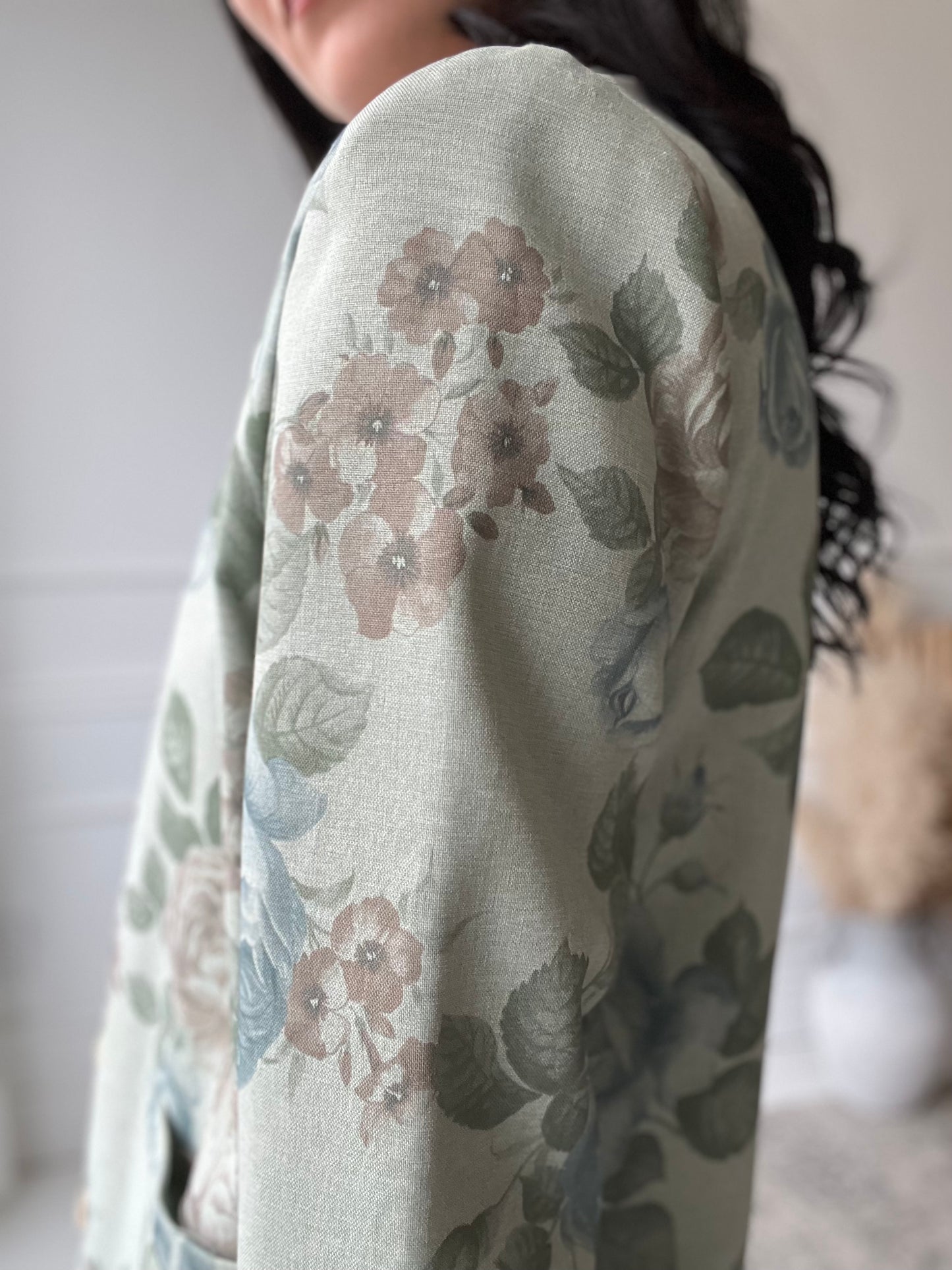Sage Floral Blazer - Size L/XL
