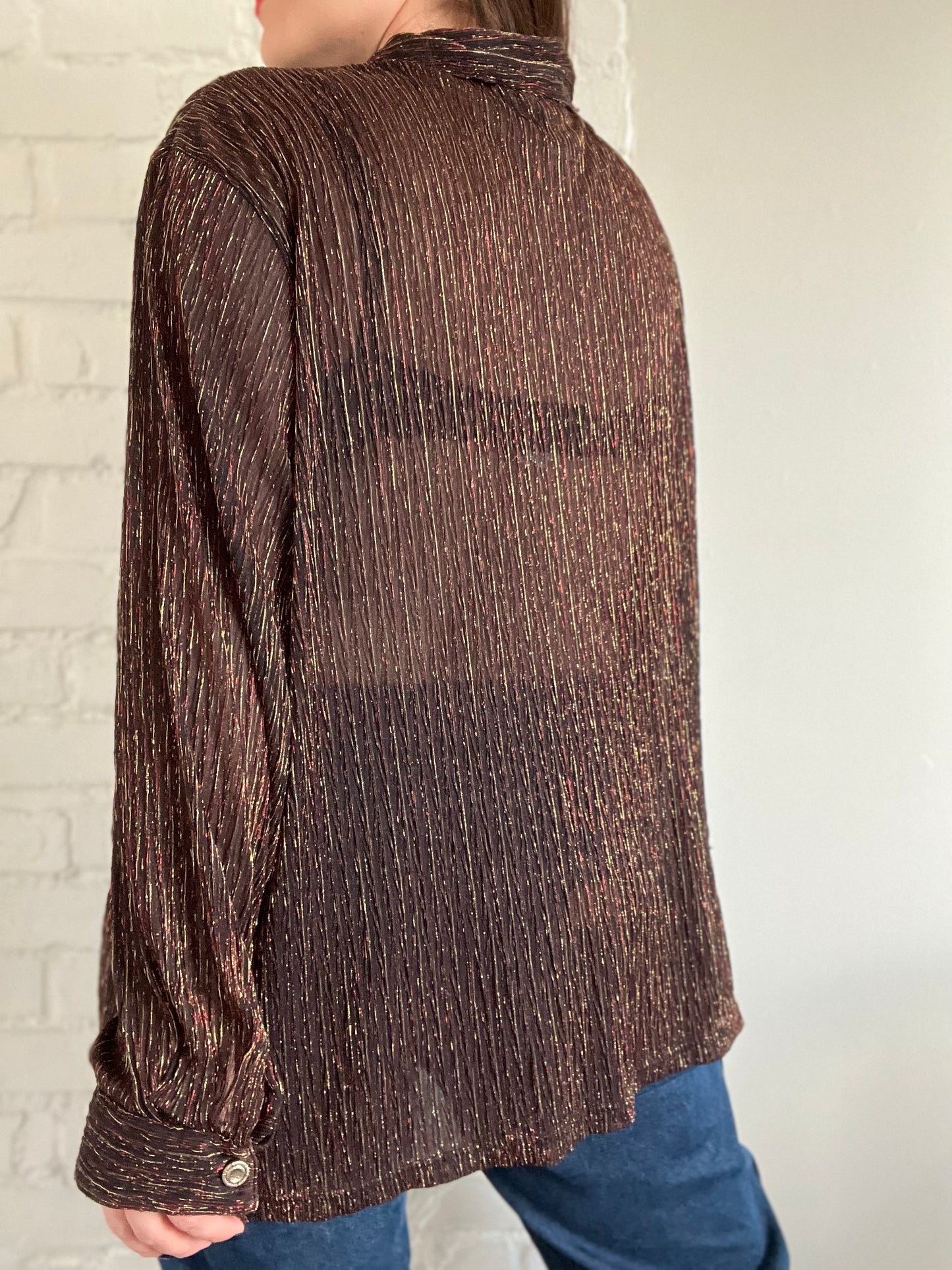 Metallic Relaxed Dress Shirt - Size 22