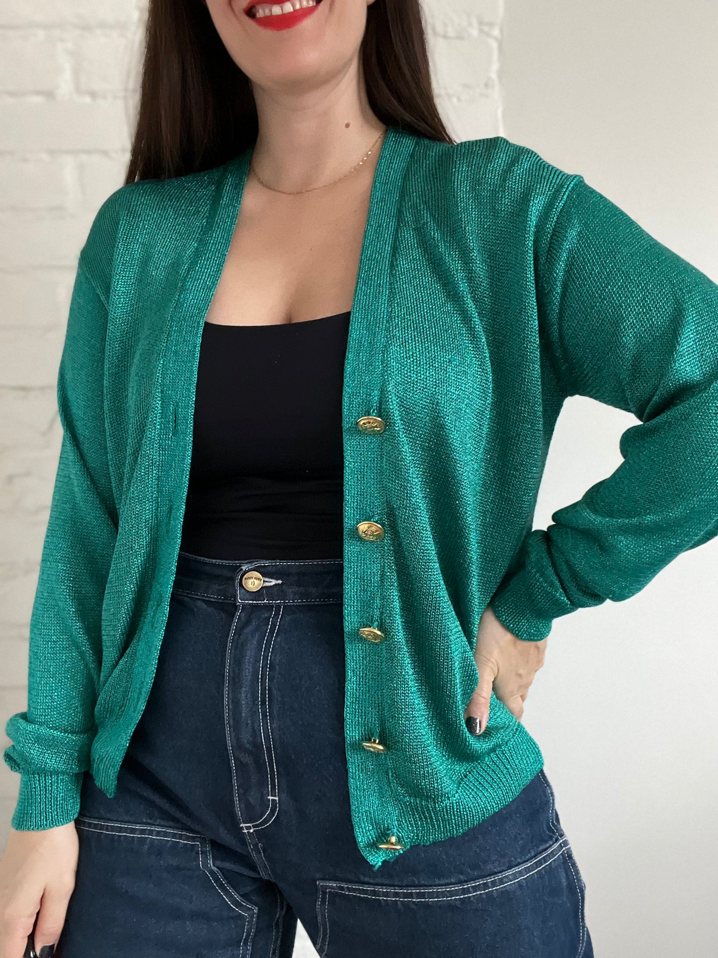 Shimmery Emerald Green Cardigan - M/L