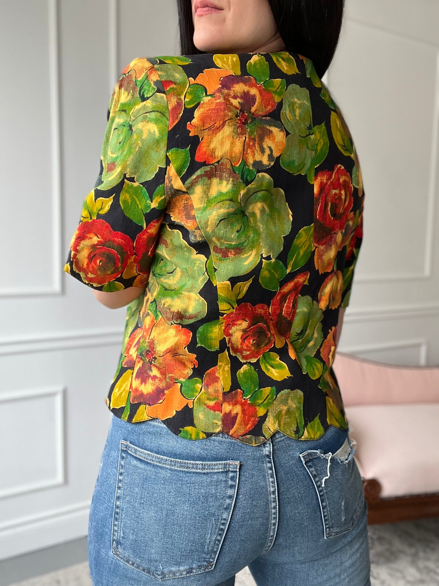 Linen Floral Top - Size XL