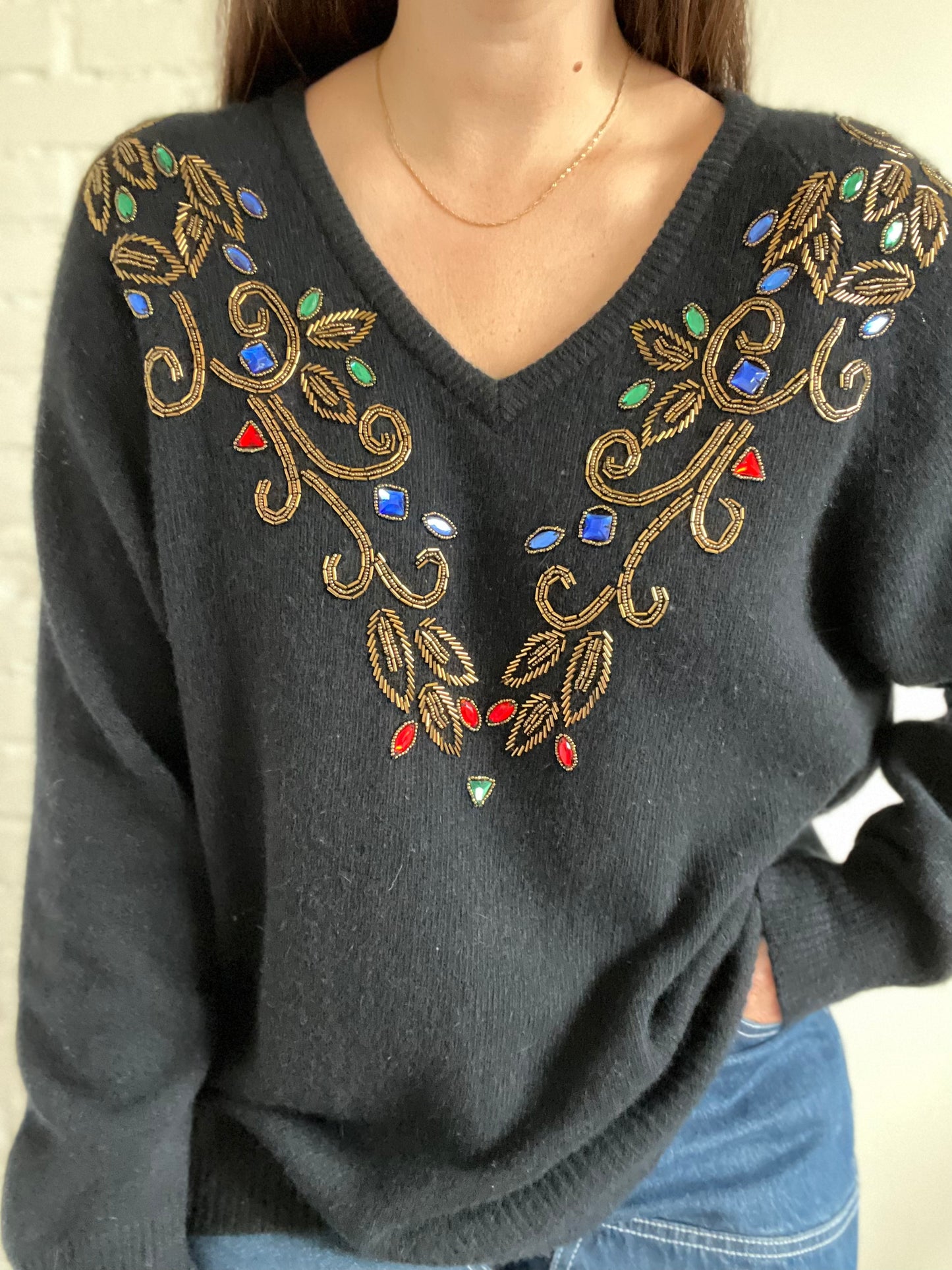 Dazzling Gemstone Knit Sweater - XL