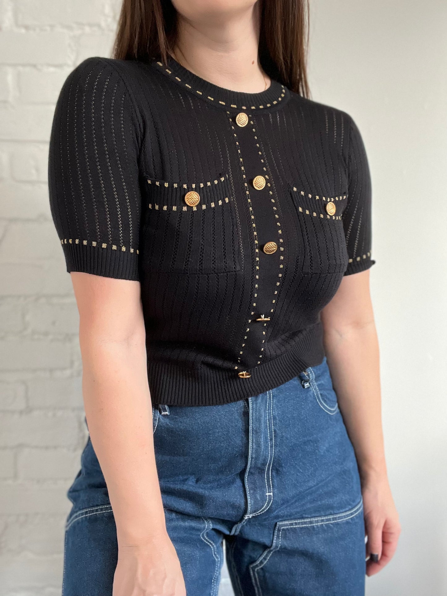 Chic Black & Gold Top - XS/S