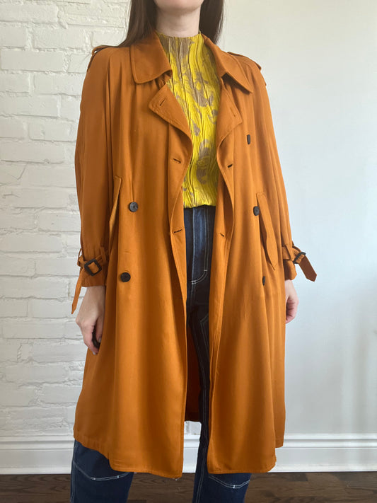 Golden Rust Relaxed Trench Coat - M