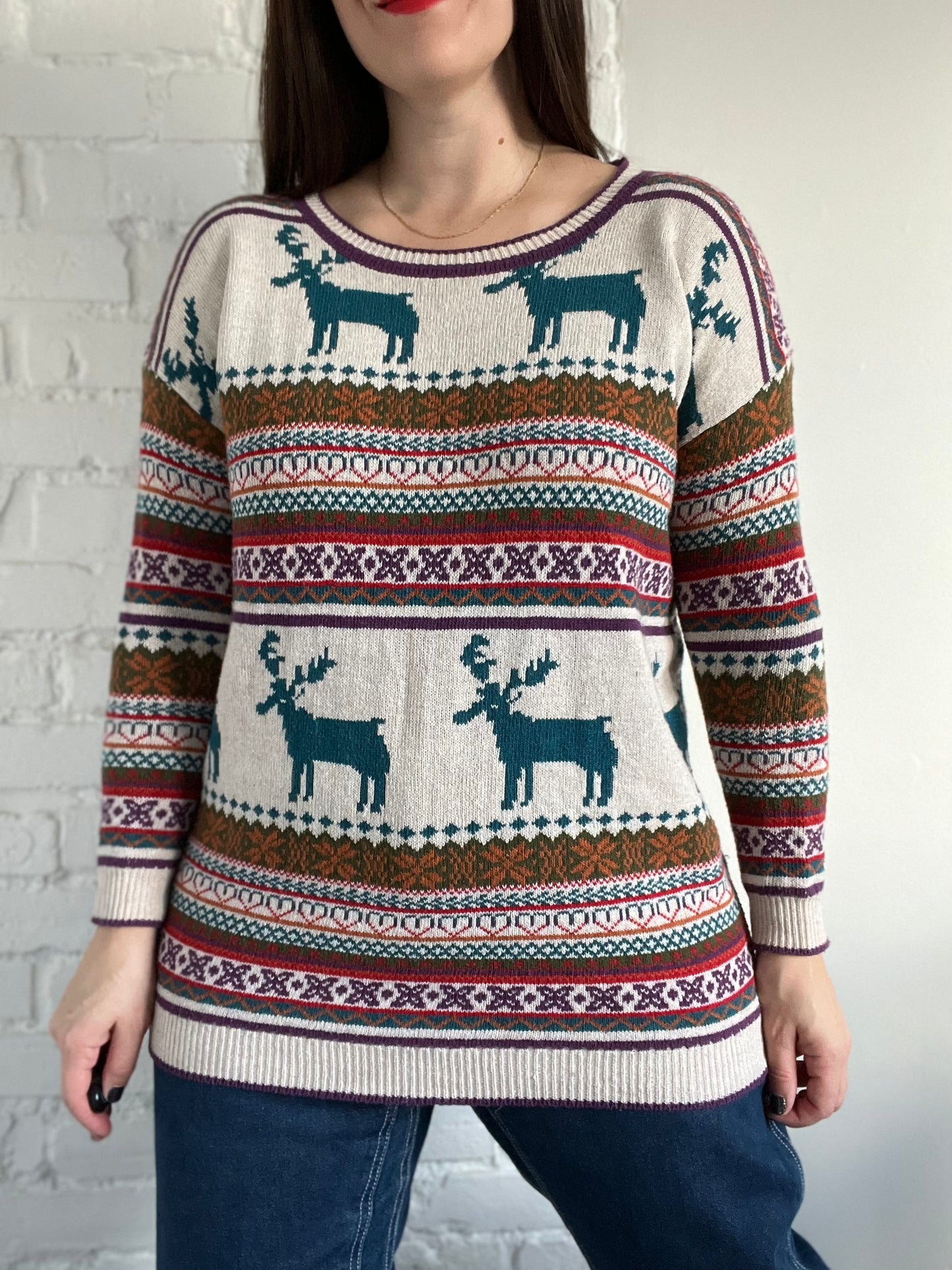 Rainbow Reindeer Sweater - S/M